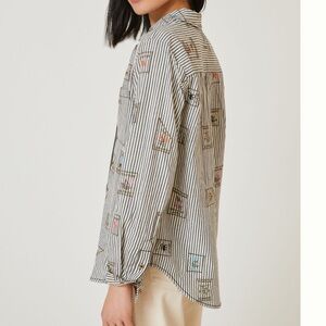 🌱Pilcro Embroidered Classic Button-Down Shirt Flower Seed Packets XL NWT